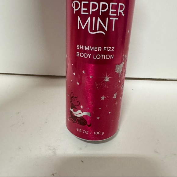 Bath Body Works Twisted Peppermint Shimmer Fizz Body Lotion 3.5 OZ HTF - Picture 2 of 3